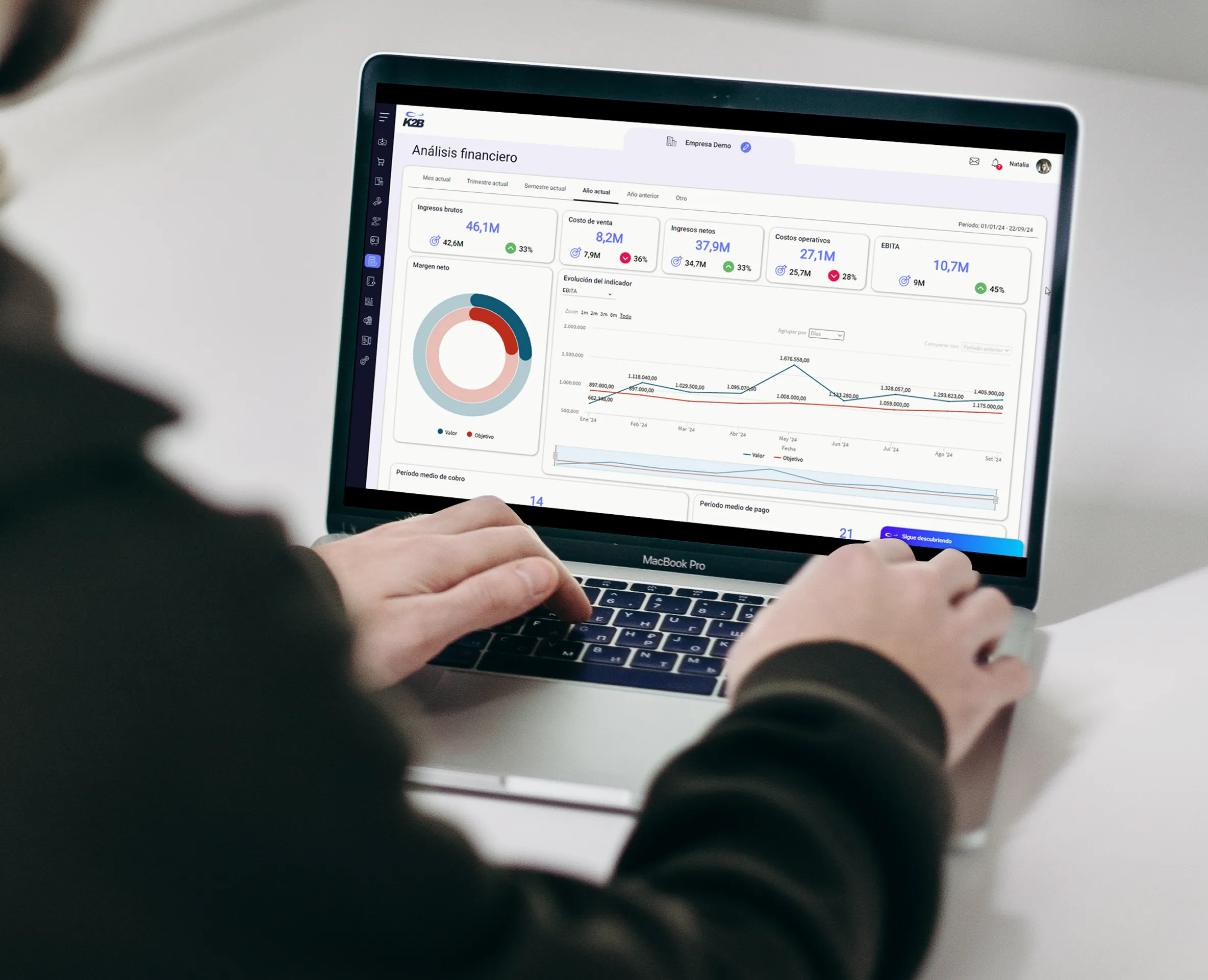Dashboard ERP en laptop